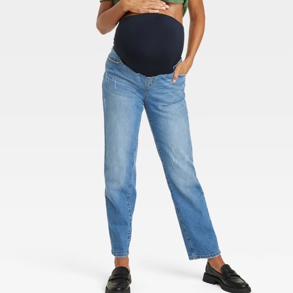 NWT Isabel Maternity Over Belly 90's Straight Maternity Jeans sz 2 - Picture 1 of 3